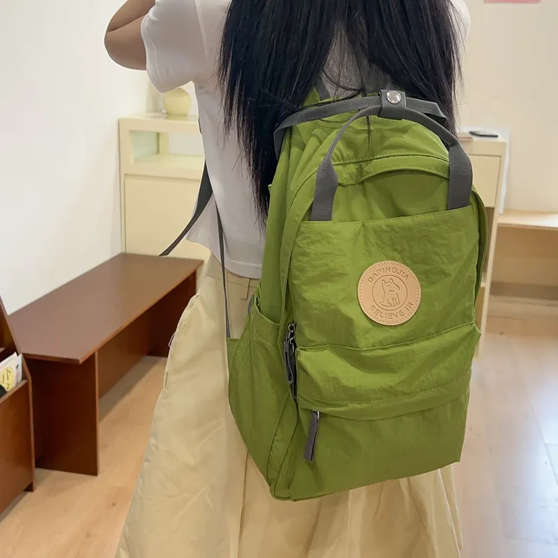 KAKAXI Nylon Backpack Unisex White/Gray/Purple/Green-9