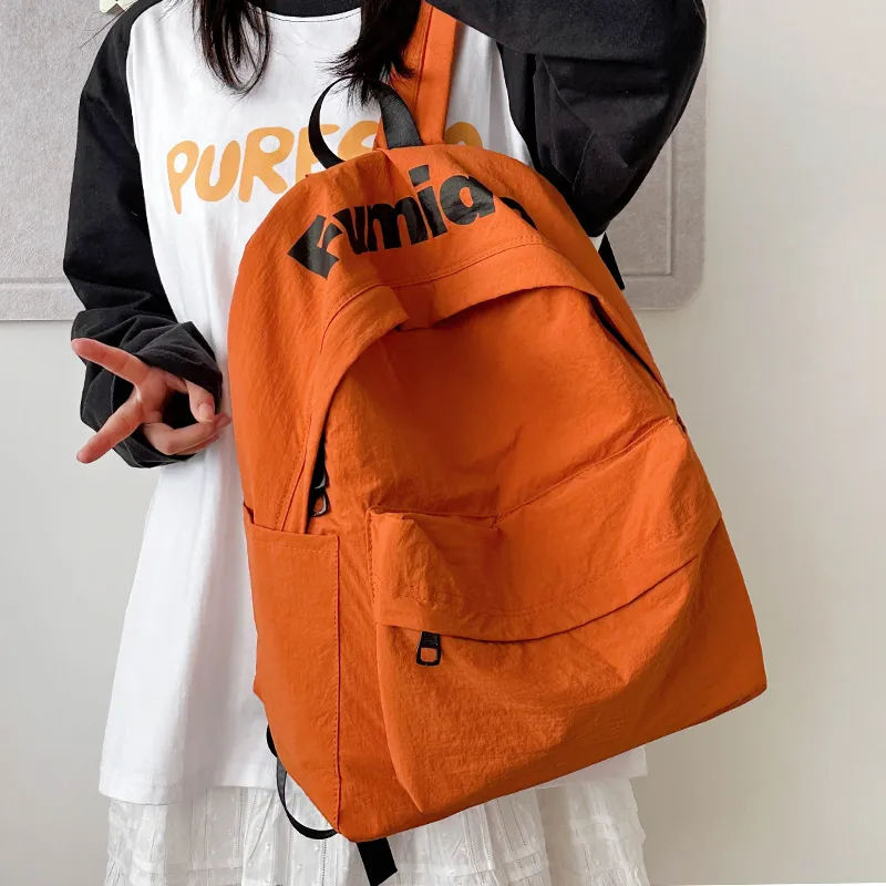 KAKAXI Nylon Backpack Unisex Black/White/Orange/Purple/Green-10