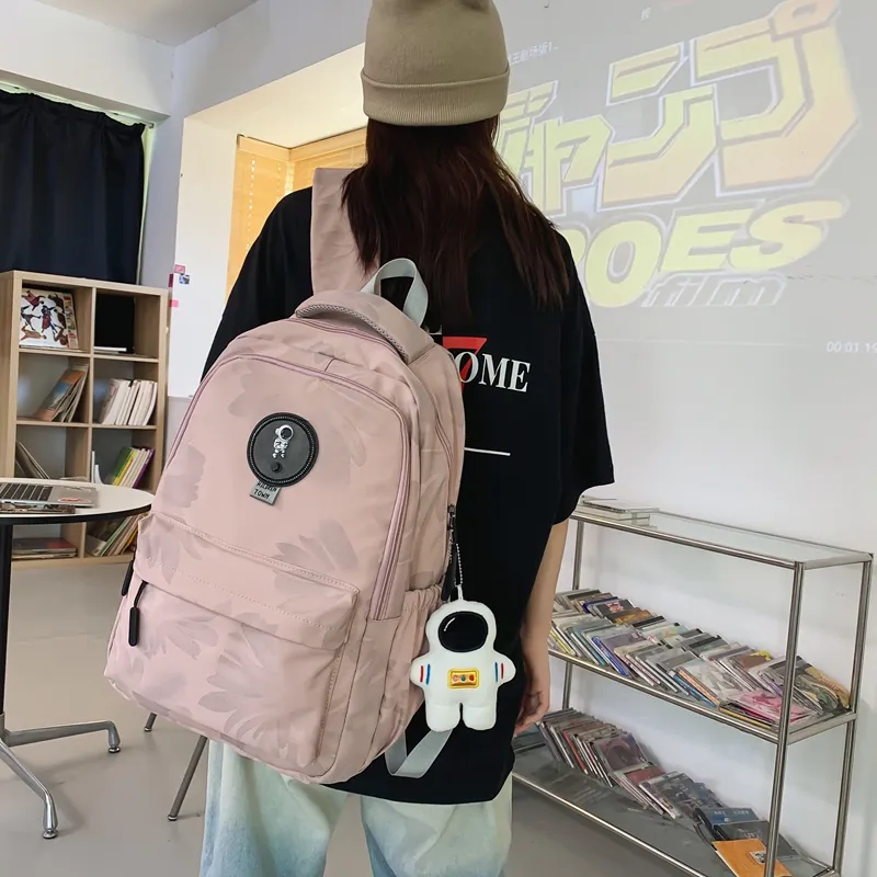 KAKAXI Nylon Backpack Unisex Black/White/Yellow/Green/Pink-11