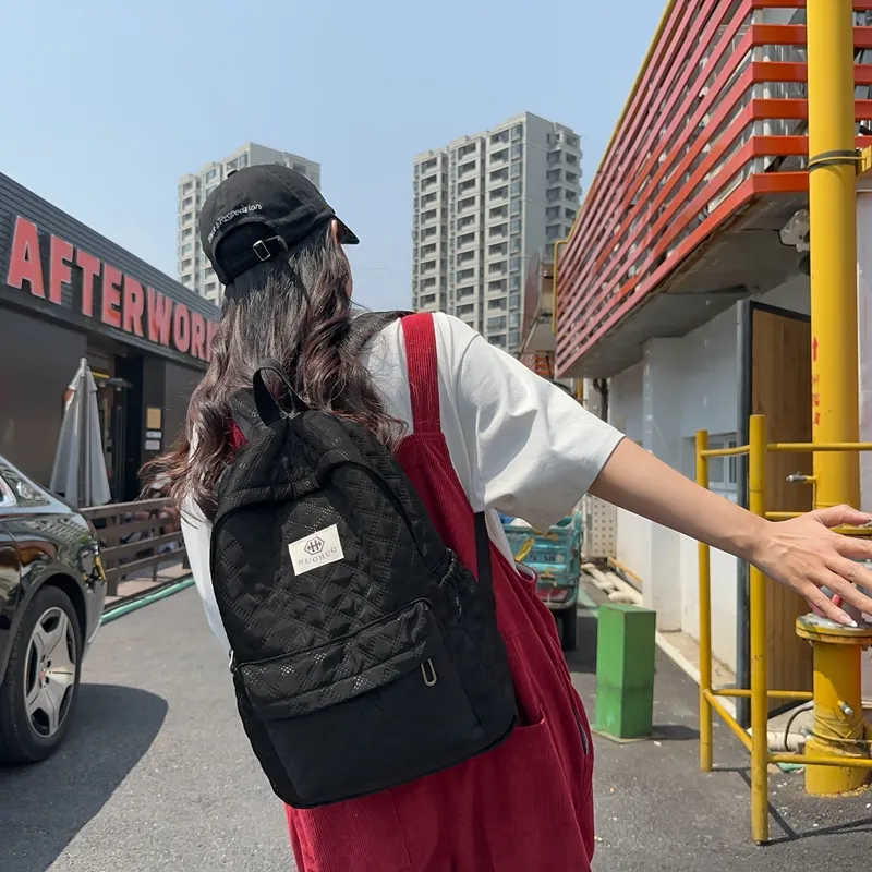 KAKAXI Nylon Backpack Unisex White/Black/Gray/Pink/Coffee/Purple-2
