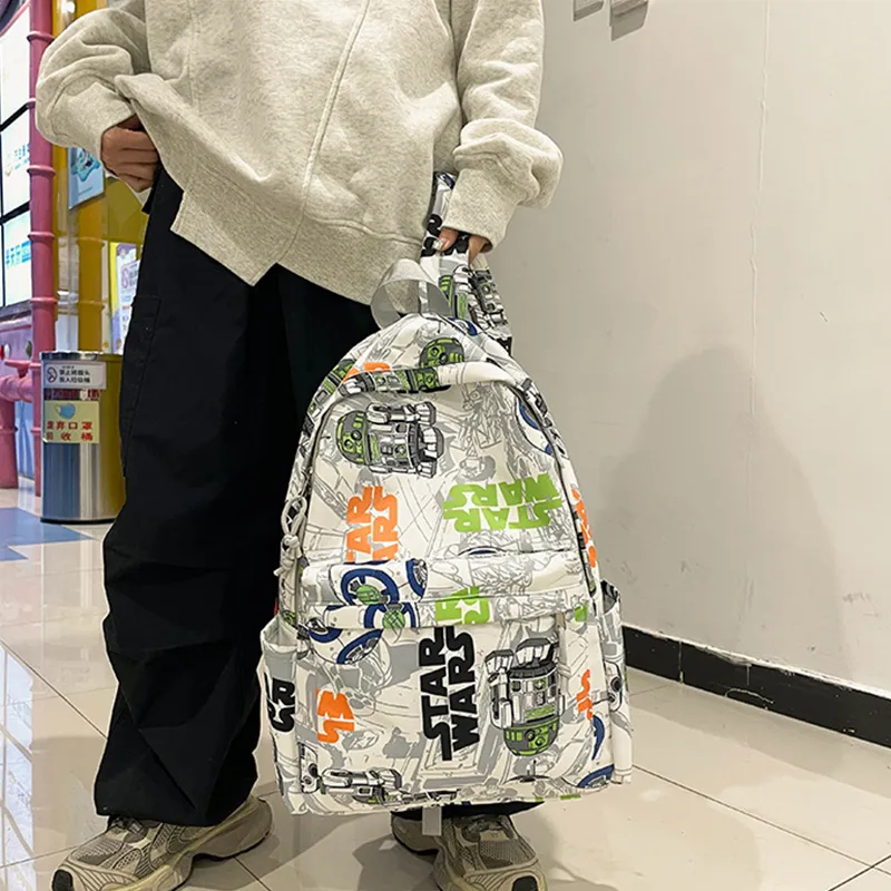 KAKAXI Nylon Backpack Unisex Black/Blue & White/Orange & White-17