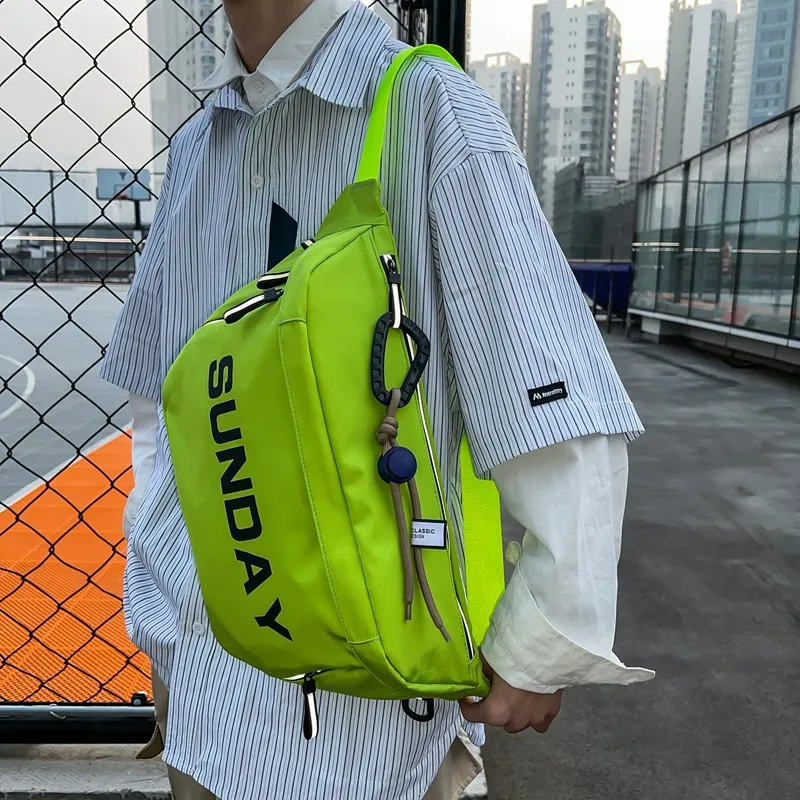 KAKAXI Oxford Shoulder Bag Crossbody Bag Regular Unisex Ecru Gray Black Neon Green Pink-8