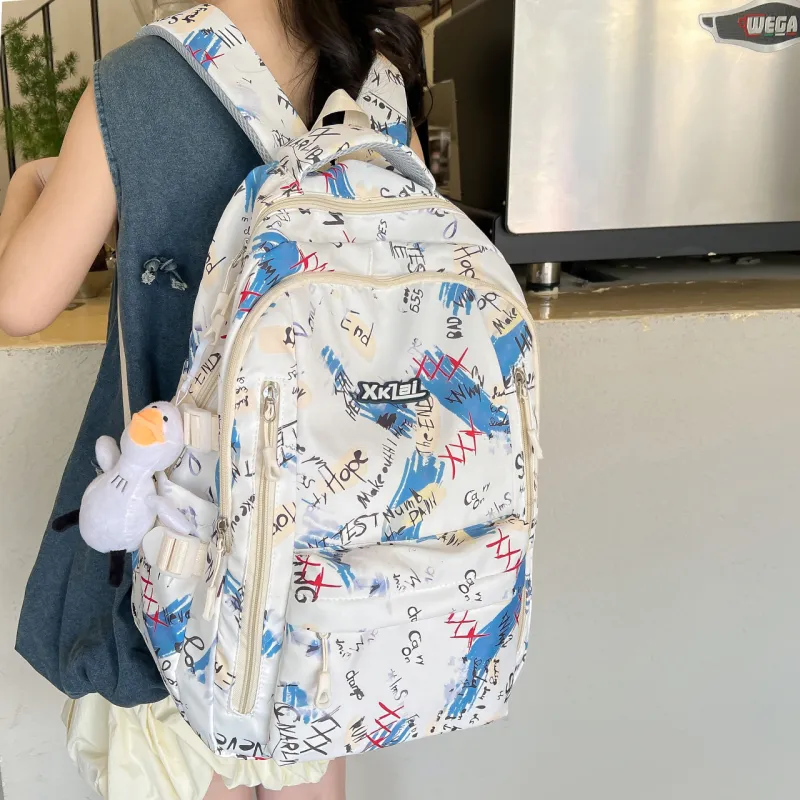 KAKAXI Composite Cloth Backpack Regular Unisex Red/Purple/Green/Dark Blue/Light Blue-9