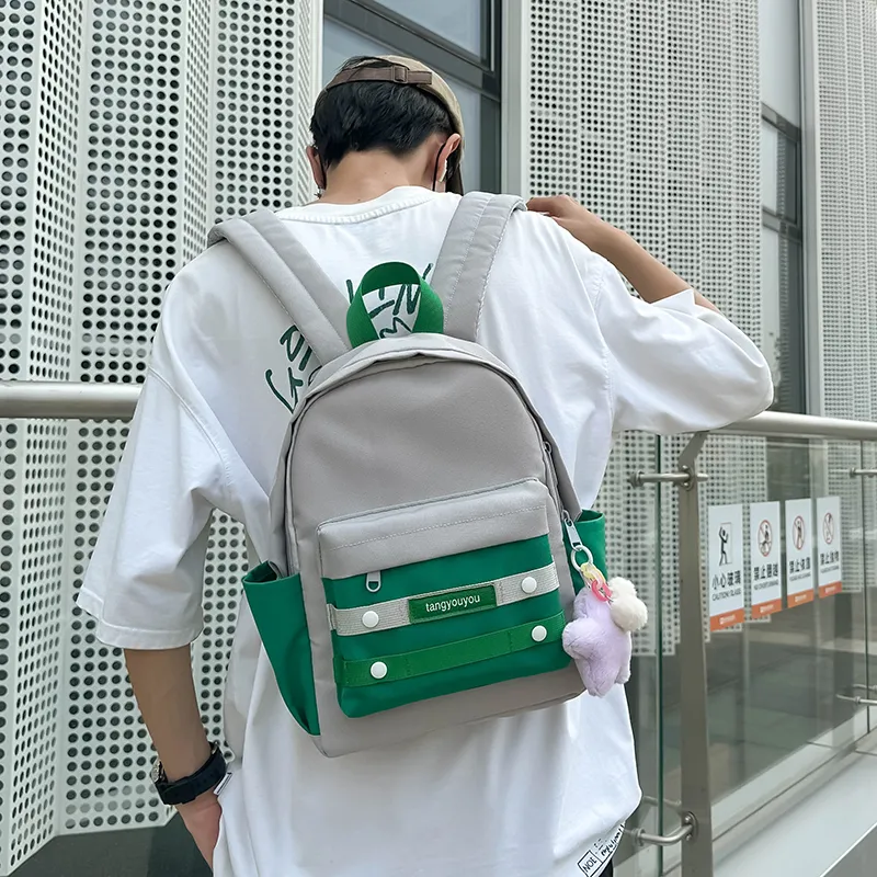 KAKAXI Nylon Backpack Unisex Black/Green/Gray/Purple/Pink/Yellow/Orange-4