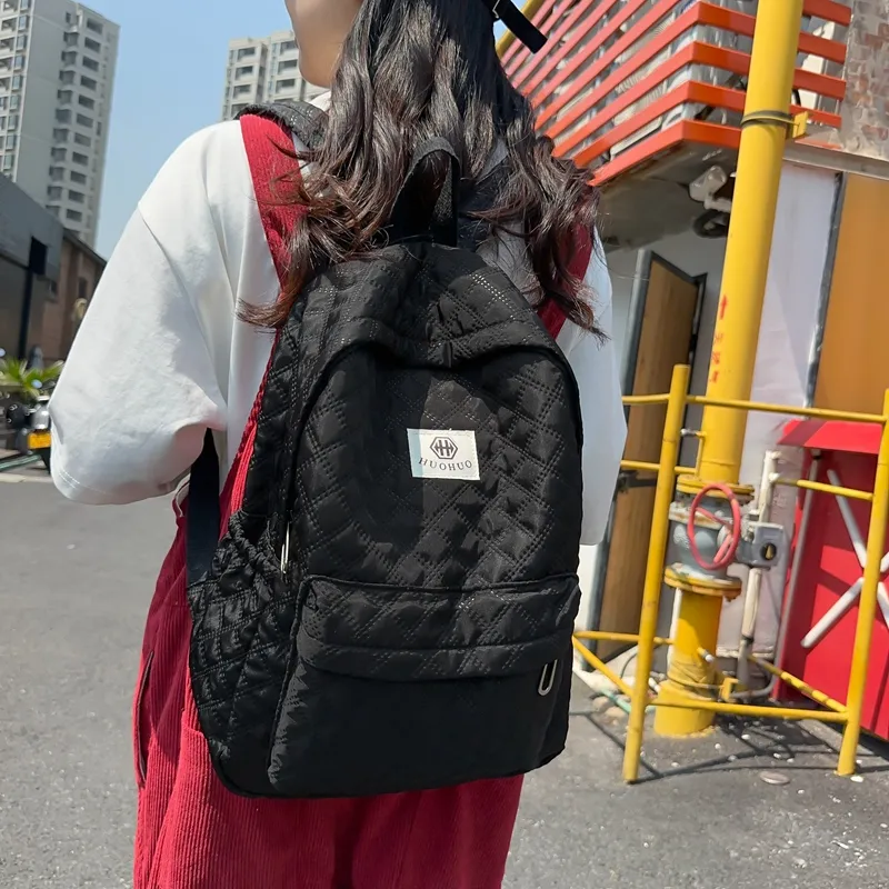 KAKAXI Nylon Backpack Unisex White/Black/Gray/Pink/Coffee/Purple-5