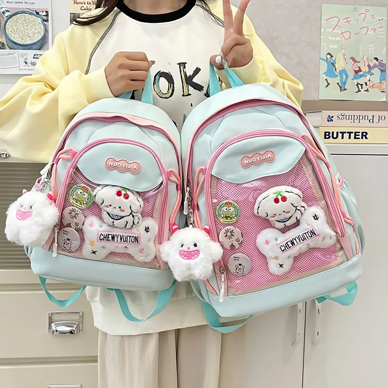 KAKAXI Nylon Backpack Women's Black/Light Purple/Light Yellow/Light Green/Light Blue/Dark Green-11