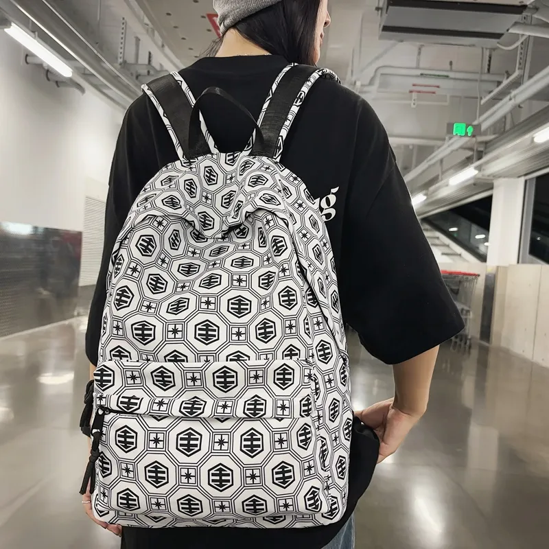 KAKAXI Nylon Backpack Black/White/Orange Red/Red-7