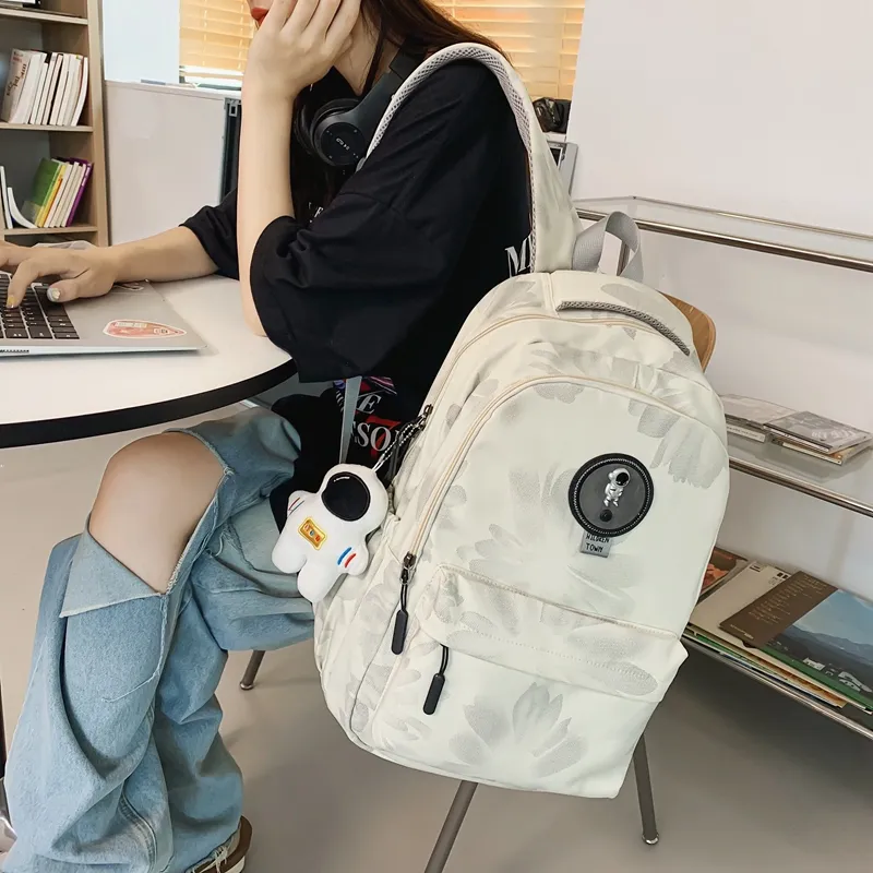 KAKAXI Nylon Backpack Unisex Black/White/Yellow/Green/Pink-6