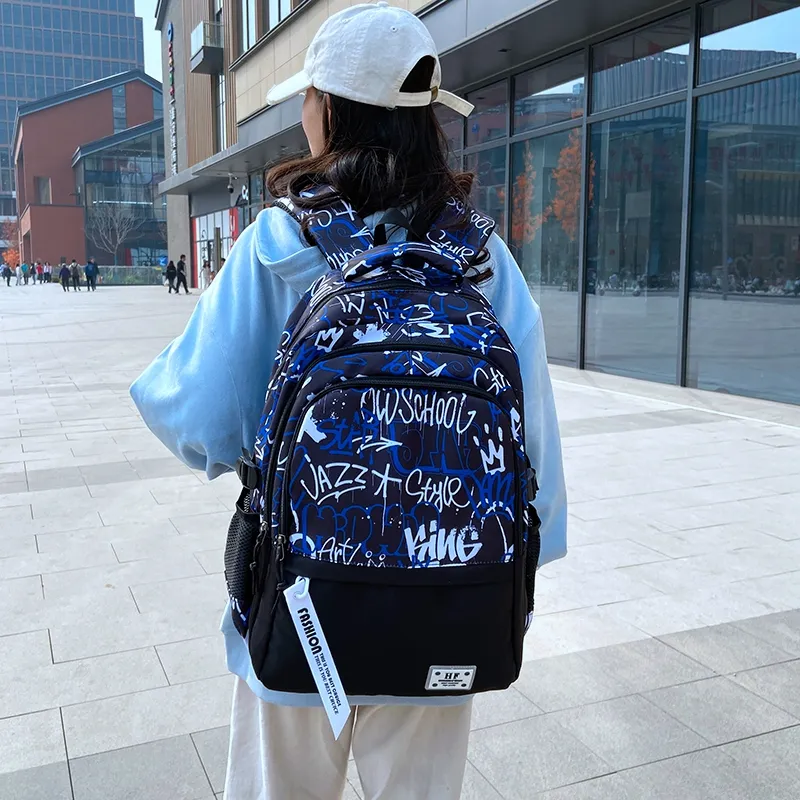 KAKAXI Nylon Backpack Unisex Black/Coffee/Green/Blue-5