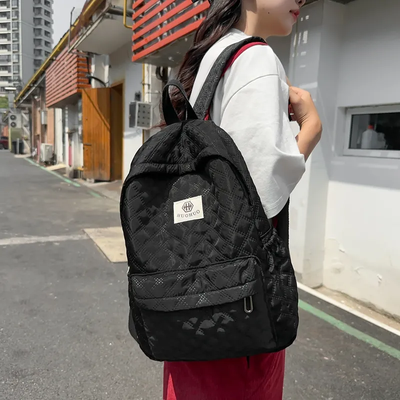 KAKAXI Nylon Backpack Unisex White/Black/Gray/Pink/Coffee/Purple-3