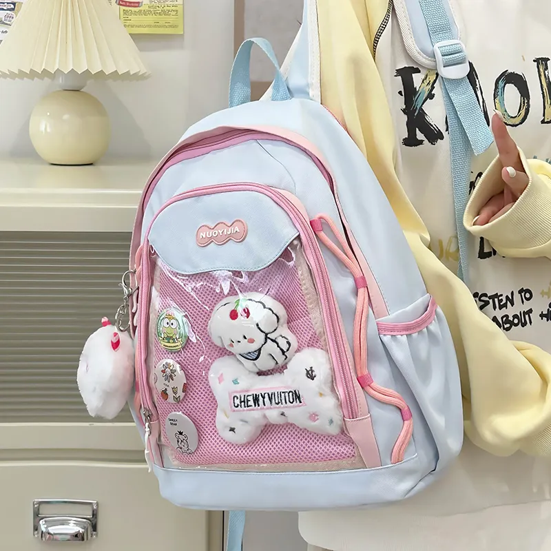 KAKAXI Nylon Backpack Women's Black/Light Purple/Light Yellow/Light Green/Light Blue/Dark Green-4