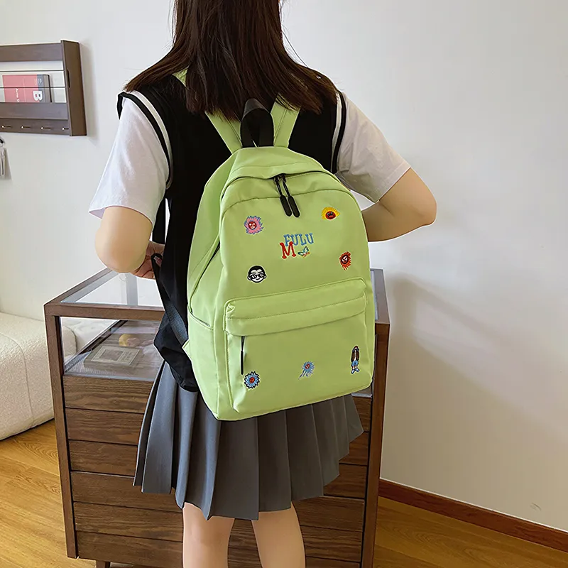 KAKAXI Fabric Backpack Women's Black/White/Pink/Yellow/Green-16
