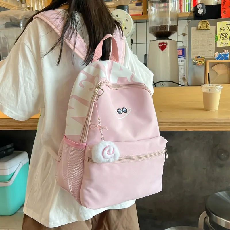 KAKAXI Composite Cloth Backpack Unisex Black/White/Pink/Blue/Purple-8