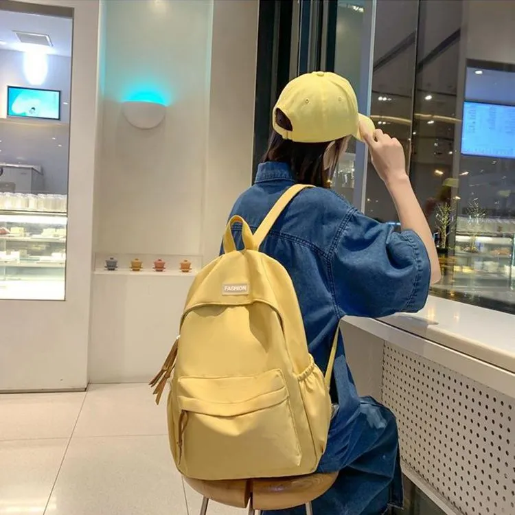 KAKAXI Nylon Backpack Regular Unisex White/Black/Yellow/Blue/Green/Pink/Orange Red/Purple-2