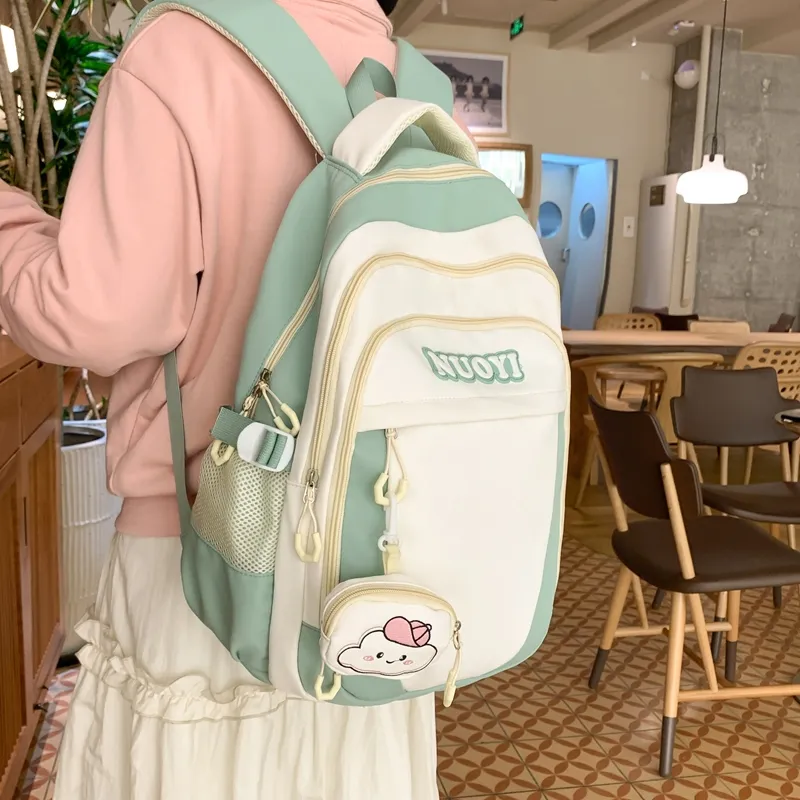 KAKAXI Nylon Backpack Unisex Black/Red/Purple/Coffee/Green-12