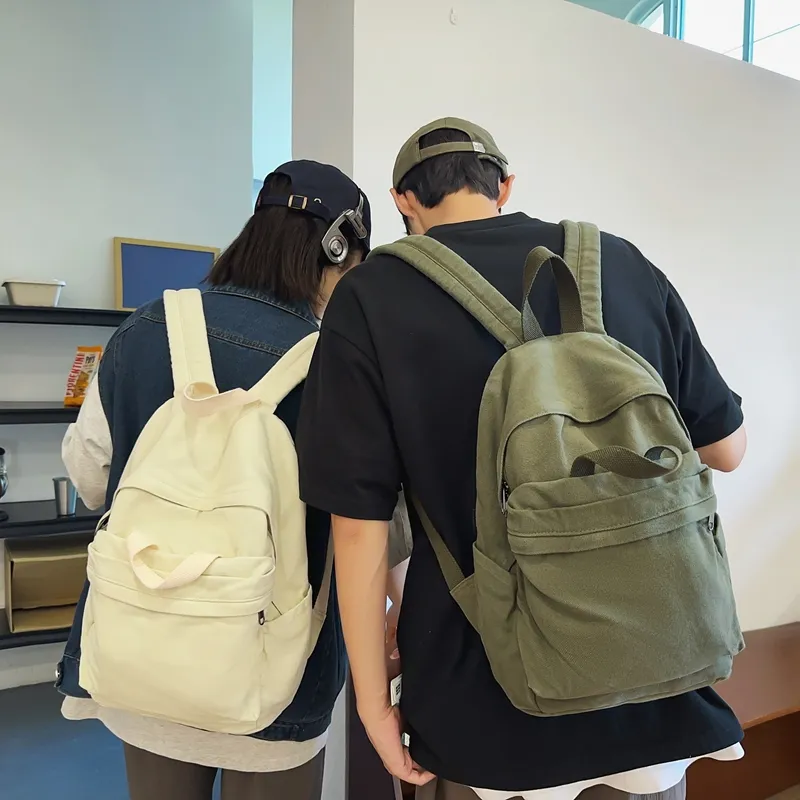 KAKAXI Canvas Backpack Unisex Black/White/Red/Green/Khaki-9