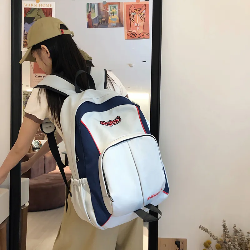 KAKAXI Nylon Backpack Regular Women's Black/Dark Blue/Blue/Light Yellow-4