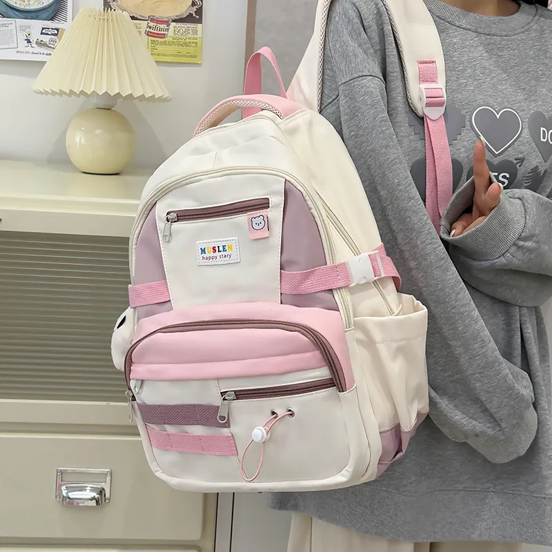 KAKAXI Nylon Backpack Women's Black/Pink/Yellow/Blue-9