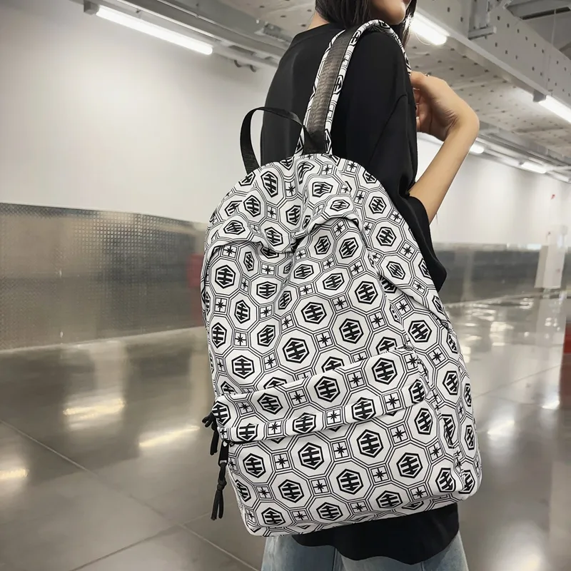 KAKAXI Nylon Backpack Black/White/Orange Red/Red-5