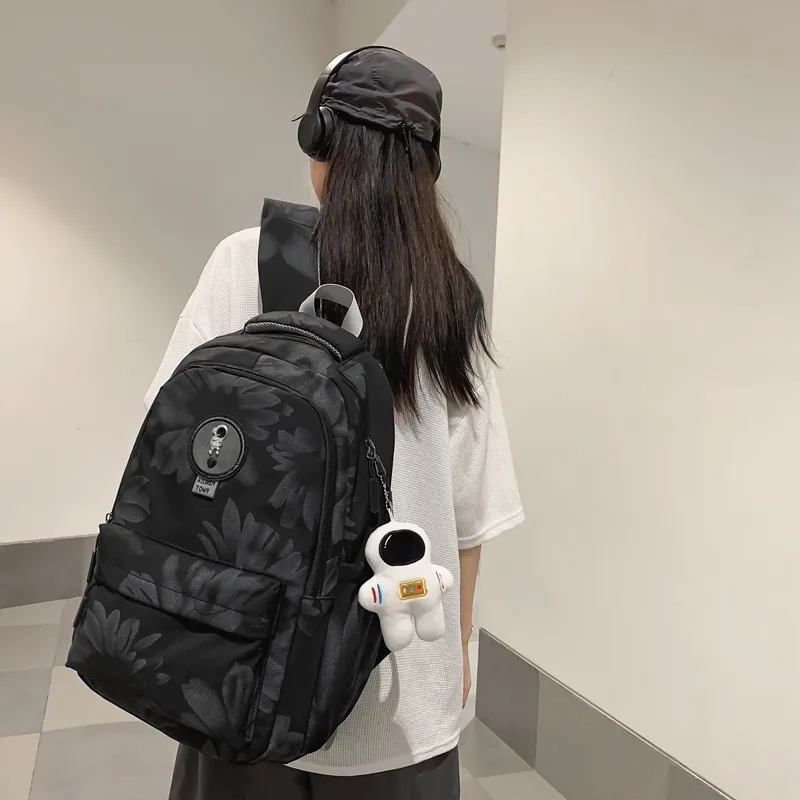 KAKAXI Nylon Backpack Unisex Black/White/Yellow/Green/Pink-3