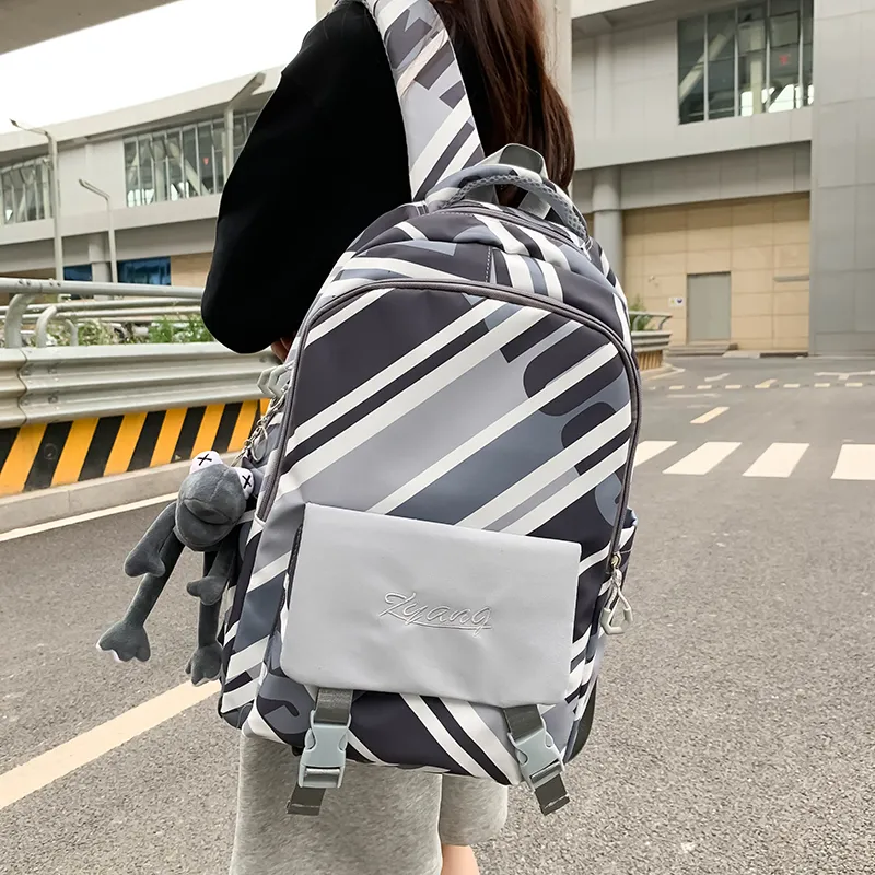 KAKAXI Nylon Backpack Unisex Black/Gray/Purple/Blue-1