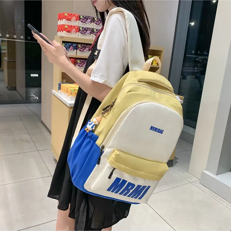 KAKAXI Nylon Laptop Backpack Unisex Black/Yellow Blue/Red Blue/Turquoise/Pink Khaki/Orange Blue-3