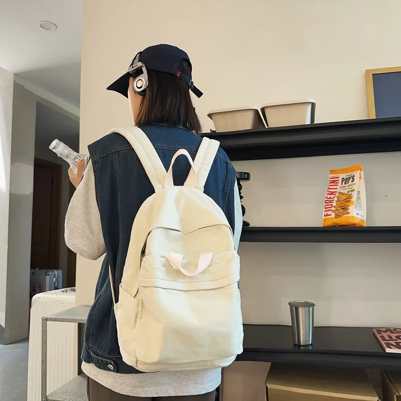 KAKAXI Canvas Backpack Unisex Black/White/Red/Green/Khaki-4