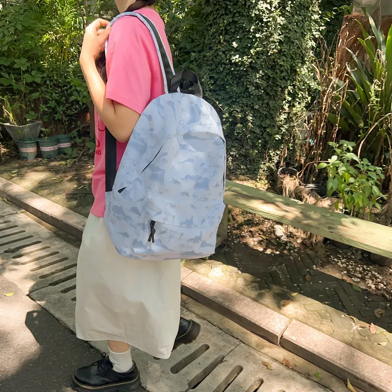 KAKAXI Nylon Backpack Unisex Black/Pink/Blue-8
