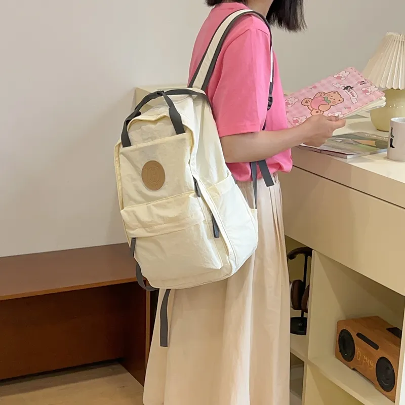 KAKAXI Nylon Backpack Unisex White/Gray/Purple/Green-3