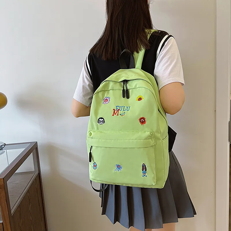 KAKAXI Fabric Backpack Women's Black/White/Pink/Yellow/Green-15