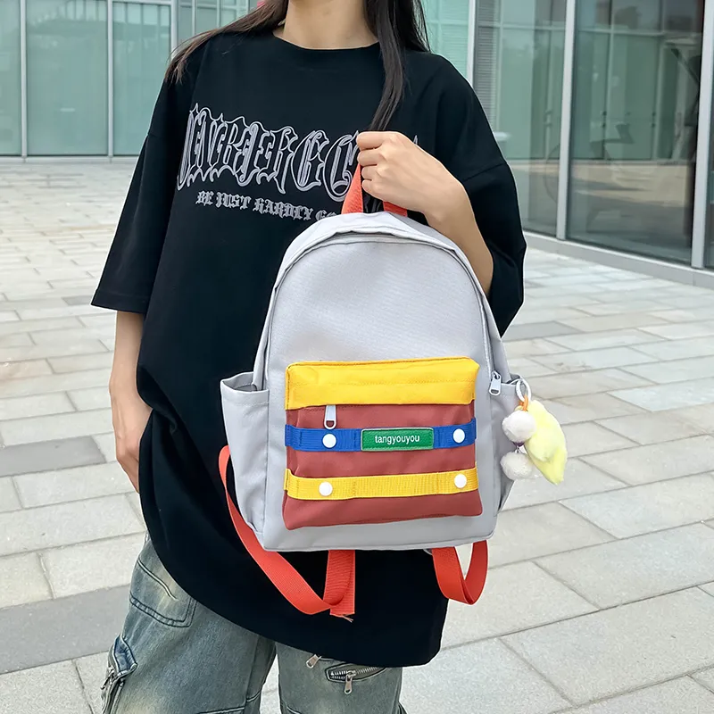 KAKAXI Nylon Backpack Unisex Black/Green/Gray/Purple/Pink/Yellow/Orange-12