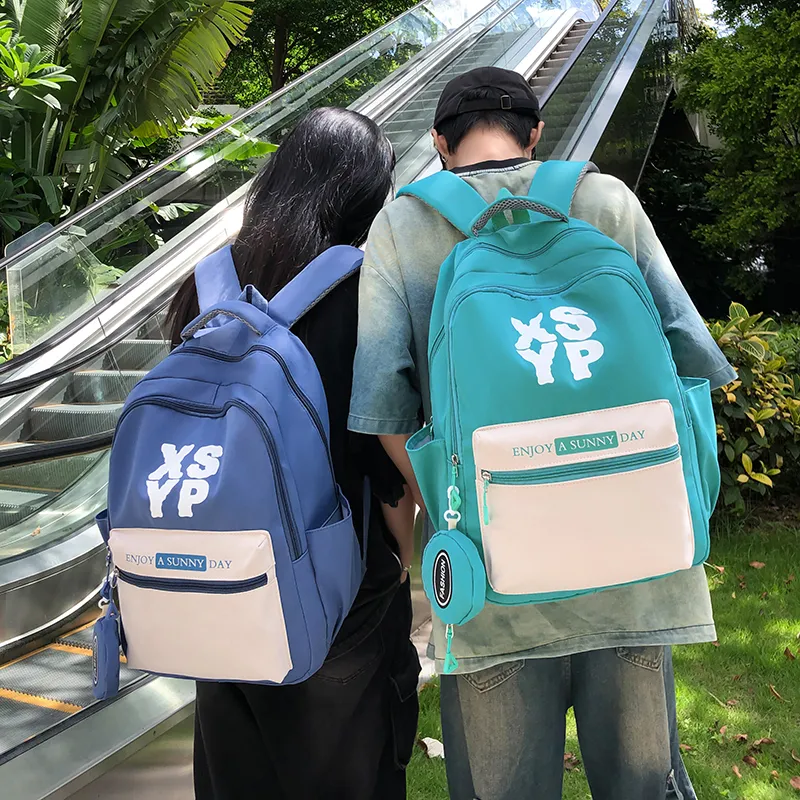 KAKAXI Nylon Backpack Unisex Black/Cyan/Green/Blue/Pink-4
