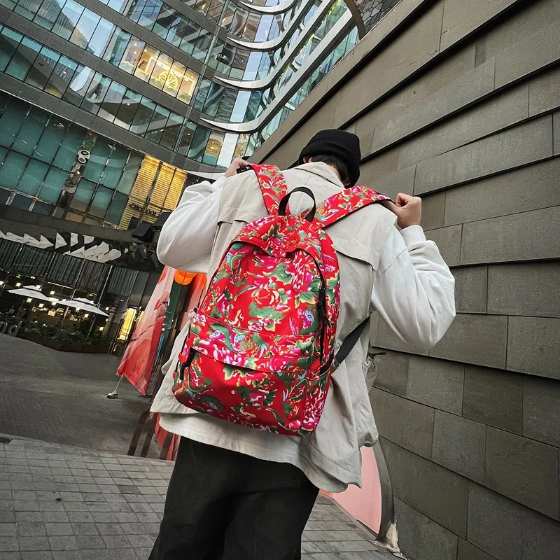 KAKAXI Nylon Backpack Regular Unisex Black/Green/Red-6