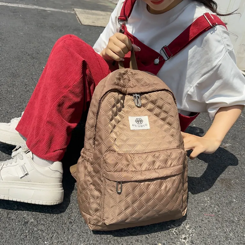 KAKAXI Nylon Backpack Unisex White/Black/Gray/Pink/Coffee/Purple-19