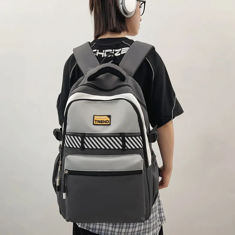 KAKAXI Nylon Backpack Unisex White/Gray/Dark Gray/Black/Dark Blue/Royal Blue-4