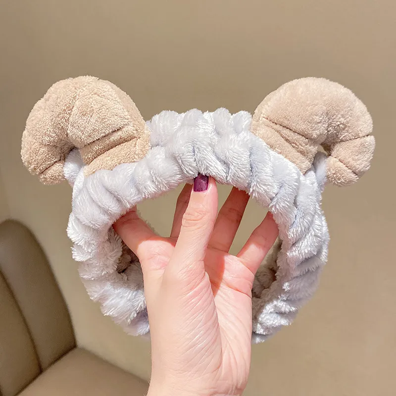 Specialoutlook Hair Tie With Cute Cartoon Face Mask Girl Headband Fleece Hair Accessory Hair Bands Unisex-1