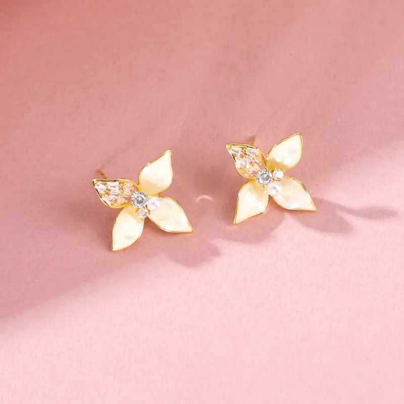 Vegetarian S925 Silver Stud Earrings Women's-2
