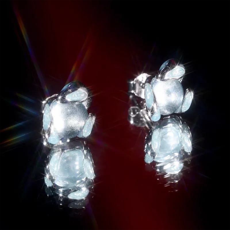 Vegetarian Silver Plated Stud Earrings Unisex-1