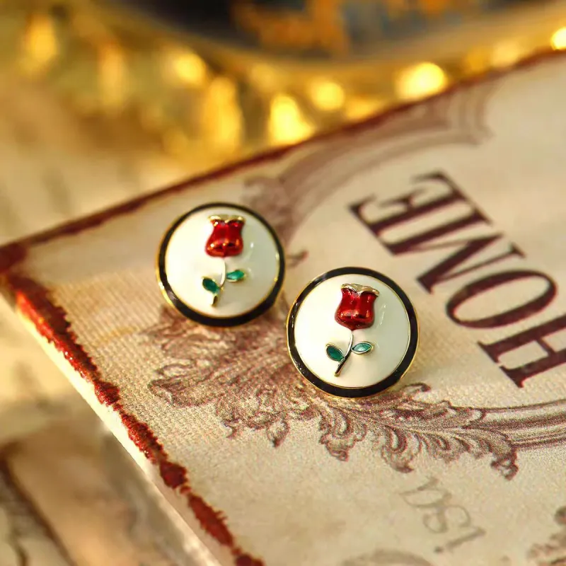 Vegetarian S925 Silver Stud Earrings Women's-3