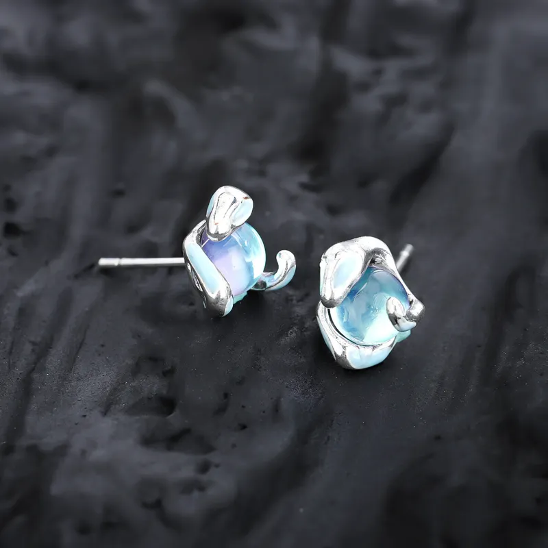 Vegetarian Silver Plated Stud Earrings Unisex-4