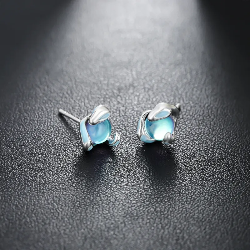 Vegetarian Silver Plated Stud Earrings Unisex-5