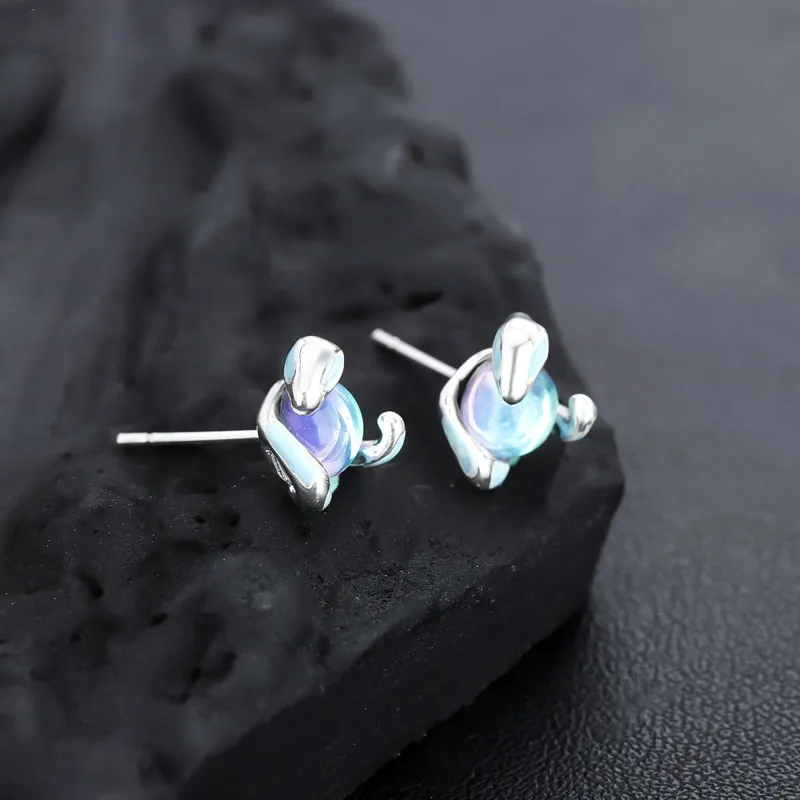 Vegetarian Silver Plated Stud Earrings Unisex-6