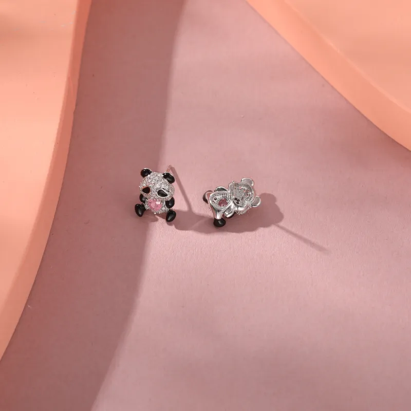 Vegetarian S925 Silver Stud Earrings Women's-2