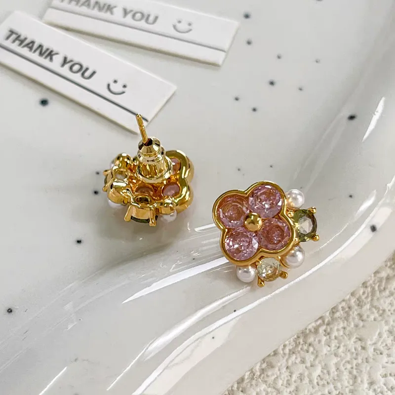 Vegetarian S925 Silver Stud Earrings Women's-1