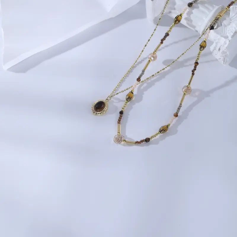 Vegetarian Tiger's Eye Stone Necklaces Unisex-5