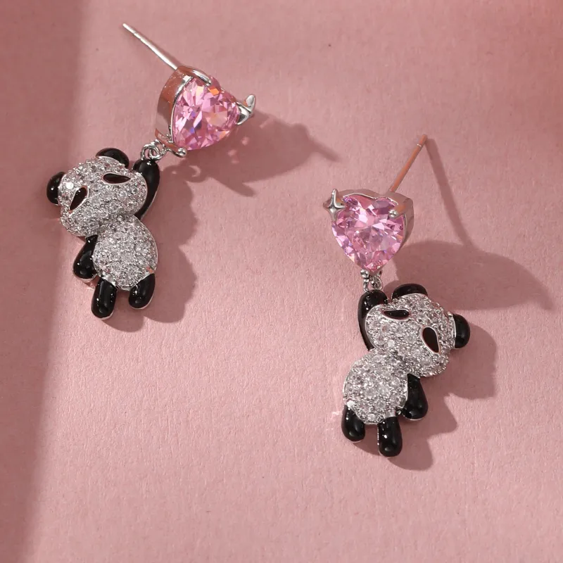 Vegetarian 925 Sterling Silver Stud Earrings Women's-3