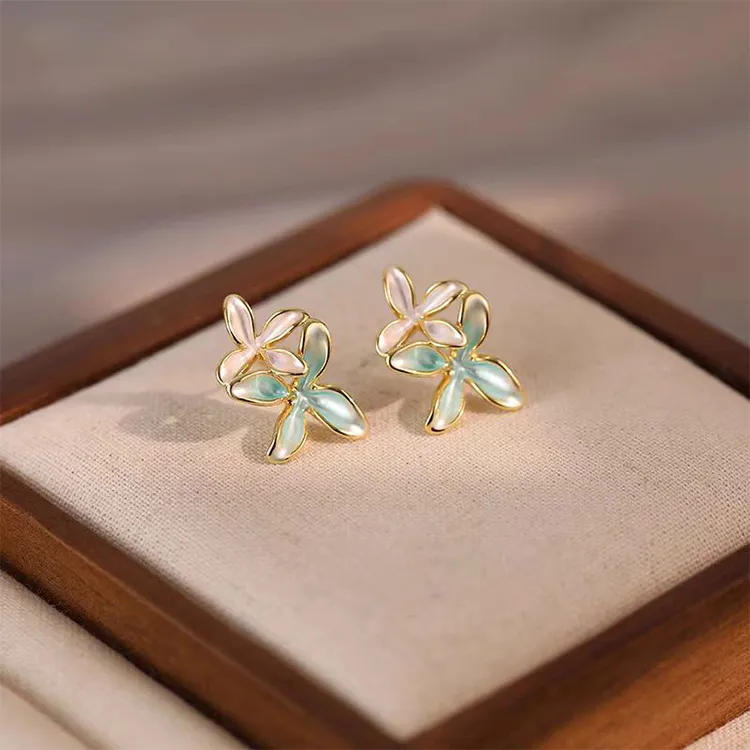 Vegetarian S925 Silver Stud Earrings Women's-4