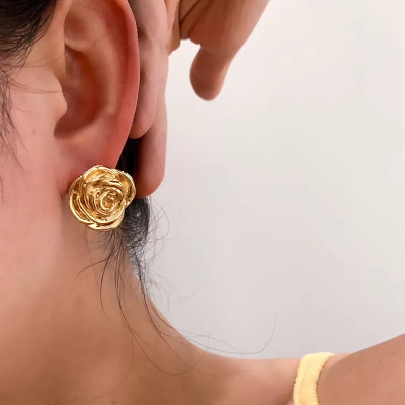Vegetarian Alloy 925 Sterling Silver Needle Stud Earrings Women's-1