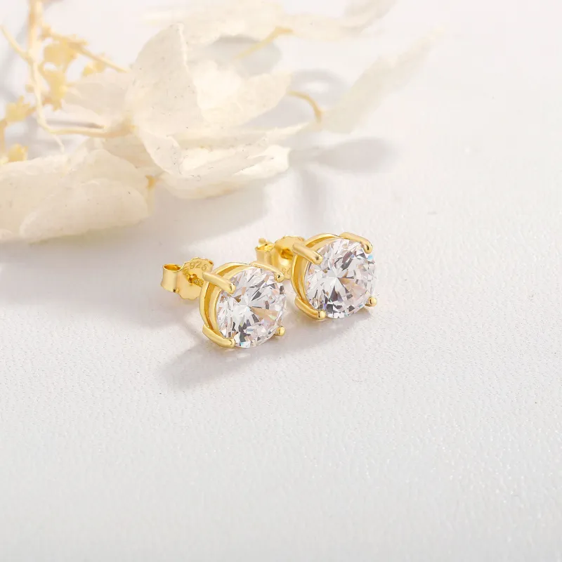 Vegetarian Alloy S925 Zircon Stud Earrings Women's-6