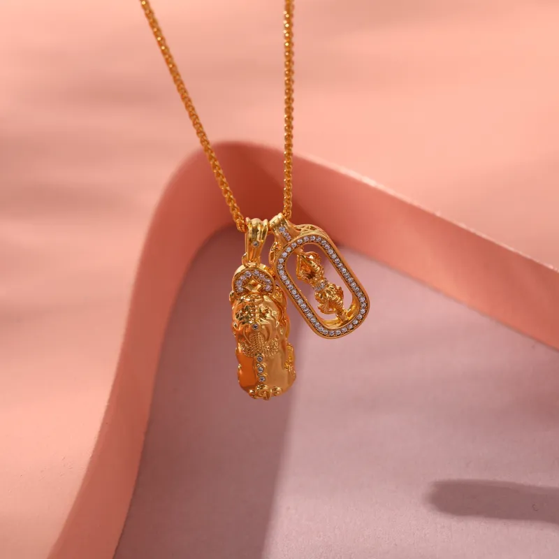 Vegetarian Gold Plated Copper Necklaces Unisex-6
